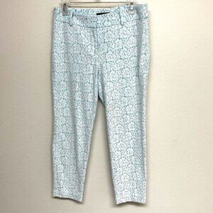 Ann Taylor Petite Lace Ankle Pants Double Layer 6P Blue White Coastal Casual Pre